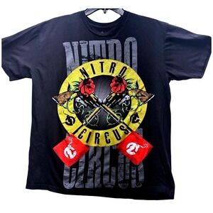 Nitro Circus Guns And Roses T-Shirt Size M Black Motocross